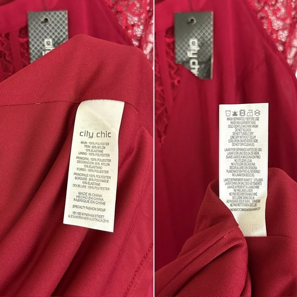 CITY CHIC | Ruby Red Dark Romance Lace Detail A-Line Cocktail Dress NWT XS/14 - Picture 13 of 16